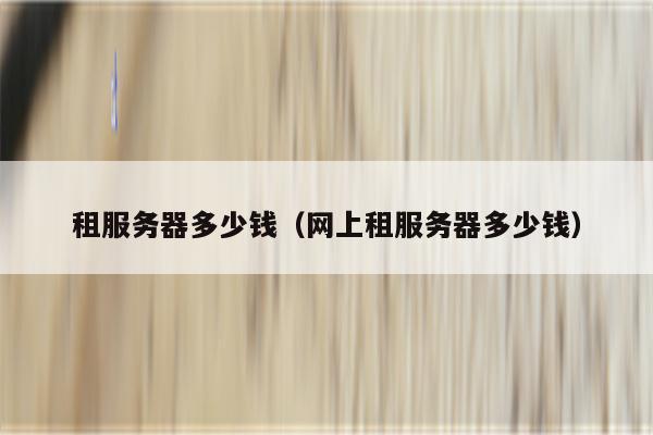 租服务器多少钱（网上租服务器多少钱）
