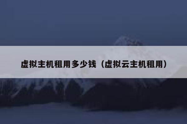虚拟主机租用多少钱（虚拟云主机租用）