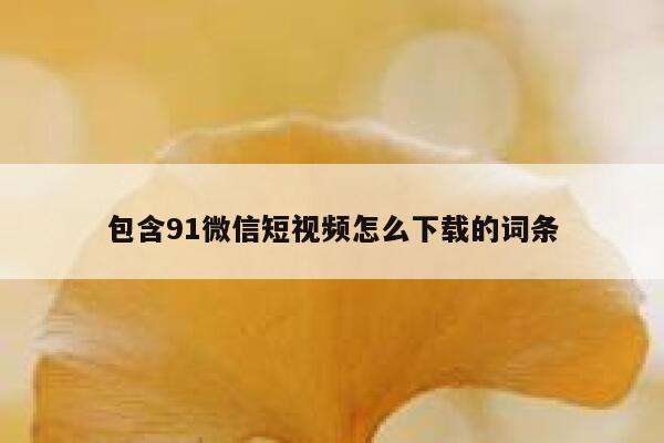 包含91微信短视频怎么下载的词条 包含91微信短视频怎么下载的词条