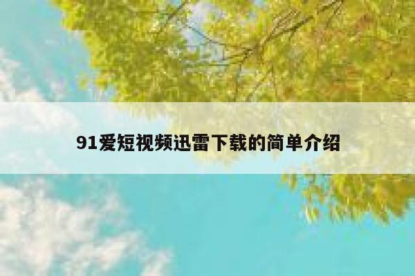 91爱短视频迅雷下载的简单介绍