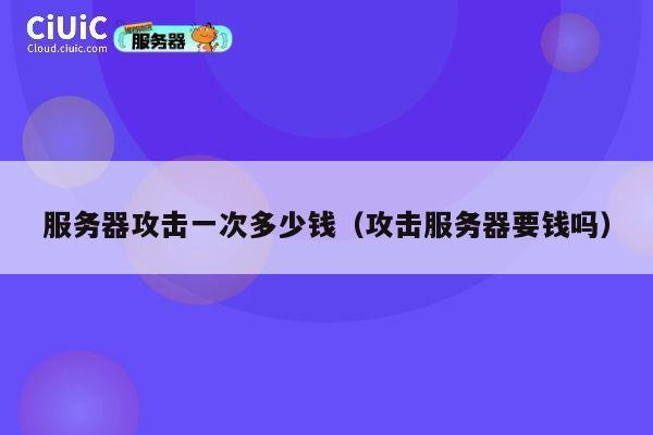 服务器攻击一次多少钱（攻击服务器要钱吗）