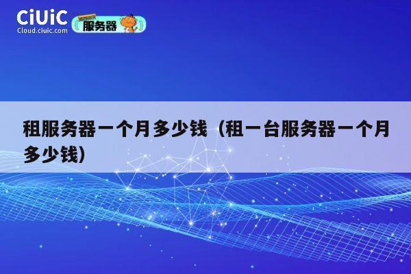 租服务器一个月多少钱（租一台服务器一个月多少钱）